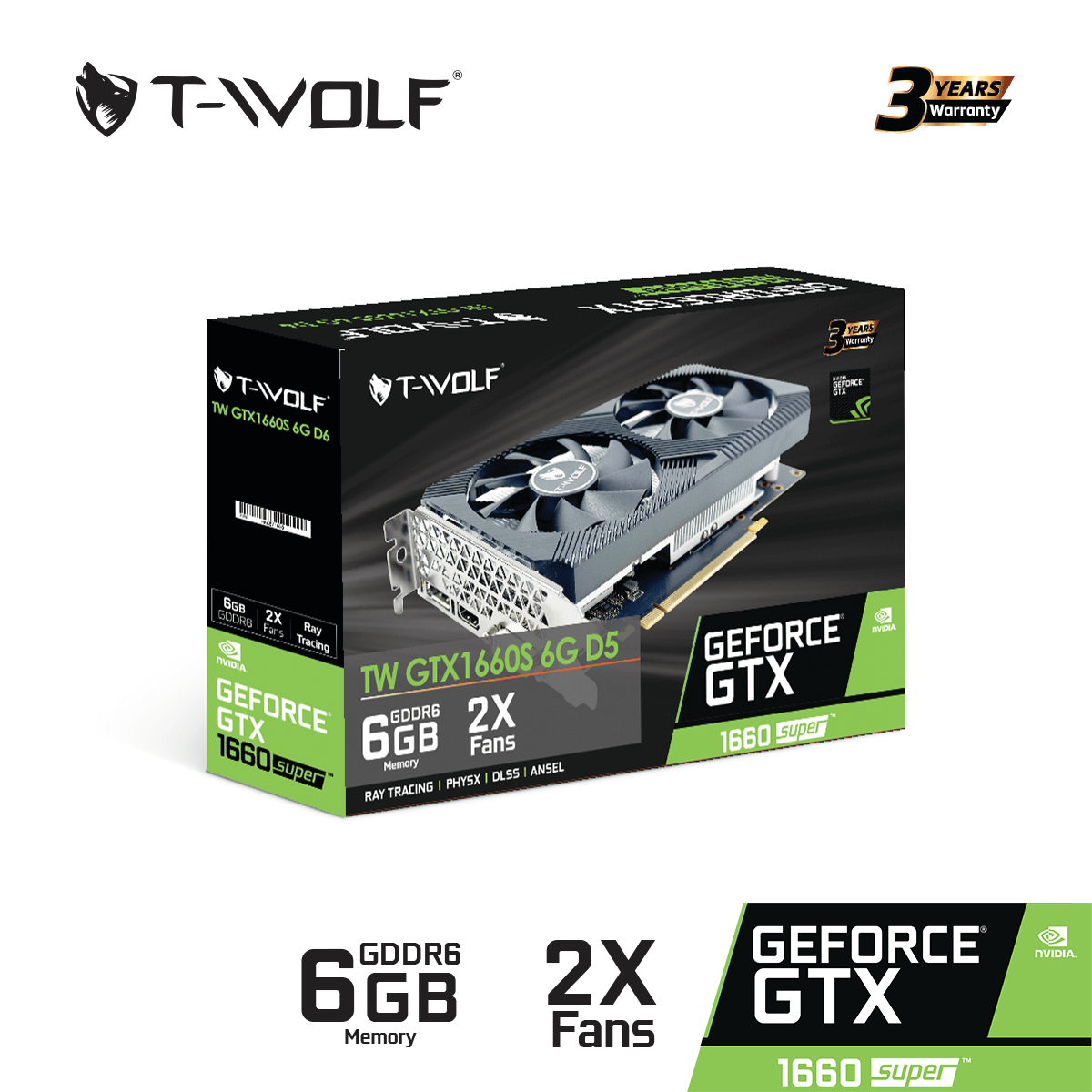 VGA T-WOLF GTX 1660 Super 6GB GDDR6