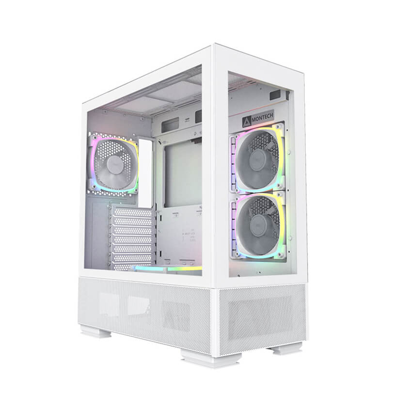 Vỏ Case Montech SKY TWO White/Trắng (Kèm 4 Fan)