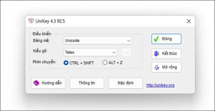 UniKey bộ gõ chuyển đổi tiếng Việt phổ biến được sử dụng nhiều