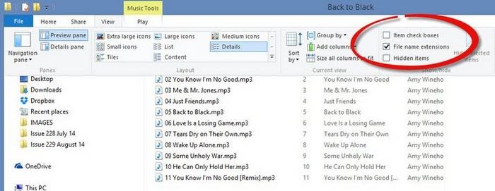 Tích chọn File name extensions để hiển thị hoặc ẩn đuôi file