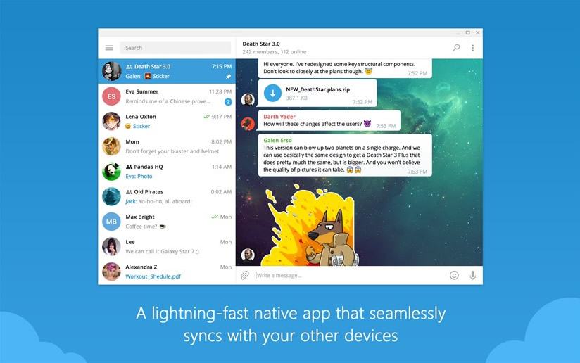 Giao diện Telegram sau khi cài đặt thành công thân thiện dễ sử dụng