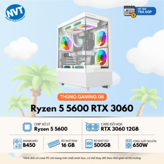 Thùng PC Gaming 08 - Ryzen 5 5600 | RAM 16GB | 500GB M2 | RTX 3060 12GB (T7/25)