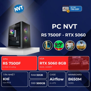 PC NVT AMD R7-5060 Ti ( R7-5700X3D | RTX 5060 Ti 16GB | RAM 32GB | SSD 512GB | 750W )