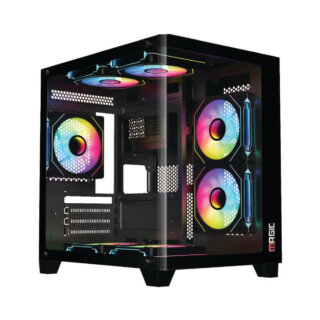CASE MAGIC GM-02 CURVED Black (M-ATX) – ( Kèm 3 Fan )