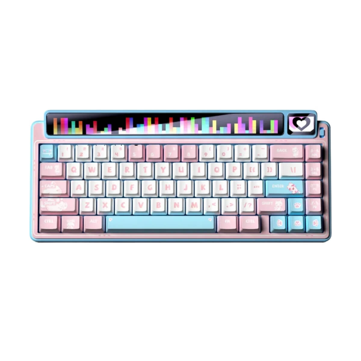 Bàn phím Cơ Gaming LEOBOG AMG65 ( Hồng + Trắng + Xanh Dương / Tri-Mode / Hot Swap / Jadeite Switch / Màn Hình TFT 1.14 inch )