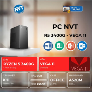 PC NVT AMD R538-OFFICE ( R5-3400G | RAM 8GB | SSD 256GB | 350W )