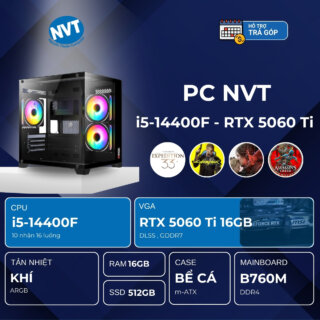 PC NVT INTEL i514-5060 Ti ( i5-14400F | RTX 5060 Ti 16GB | RAM 16GB | SSD 512GB | 750W )