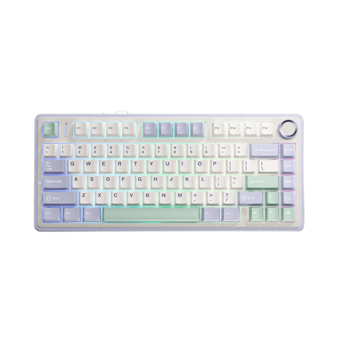 Bàn phím cơ Gaming AULA F75 Ice Green F75PBG (Tím nhạt+Be+Xanh lá, Tri-mode, Grey Wood V3 Switch)