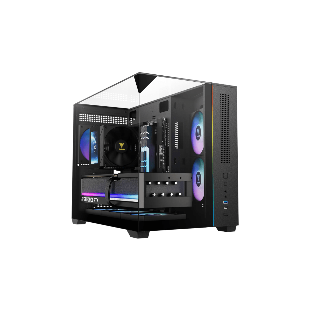 Case Gamdias ATLAS M3M (Đen/Black, sẵn 3 Fan ARGB)