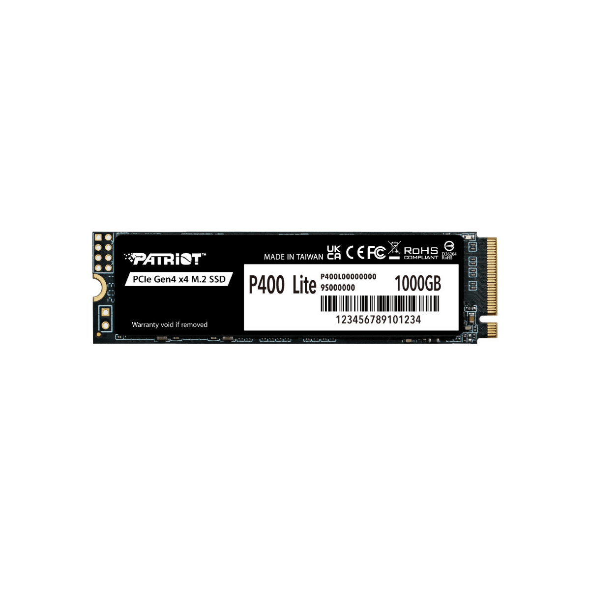 SSD PATRIOT 1TB P400 LITE M.2 2280 NVMe Gen 4×4 P400LP1KGM28H (3500MB/s – 2700MB/s)